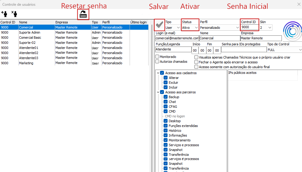 resetar senha master control acesso remoto